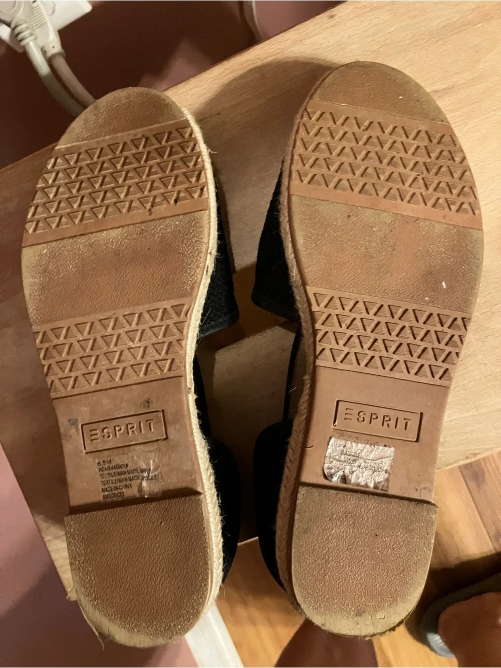 Esprit Black Open-Toe Espadrille Flats
